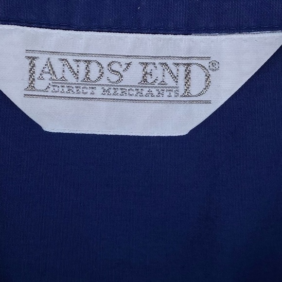 Vtg LANDS’ END Vintage Cobalt Navy blue pleated Shirt Dress Womens size M - Picture 8 of 12